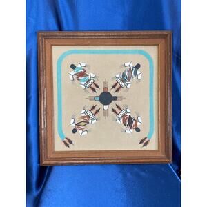 Vintage Framed Navajo Sandpainting Water Creations